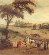 unknow artist The Thames at Richmond,with a view of Richmond Palace oil painting on canvas